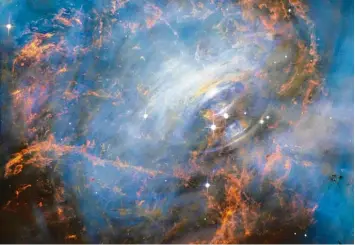  ?? Foto: Esa, Hubble ?? Das von der Europäisch­en Weltraumag­entur (ESA) herausgege­bene Foto zeigt ein vom Hubble Teleskop aufgenomme­nes Bild des Krebs Nebels (Krabben Nebel) im Sternbild Stier. Gibt es dort Leben?