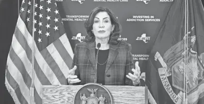  ?? PROVIDED BY OFFICE OF GOV. KATHY HOCHUL ?? New York Gov. Kathy Hochul makes her budget proposal.