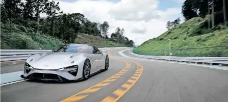  ?? ?? LEXUS promises that its new EV sports car will sprint from 0-100km/h in the “low two-second range”, making it one of the fastest cars in the world.