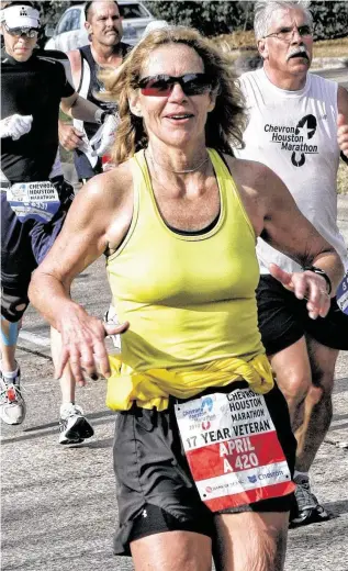  ?? Courtesy photo ?? April Murphy, a Houston artist, has run 75 marathons and 20 Houston Marathons. She will return to running Houston after a seven year hiatus in January 2020.