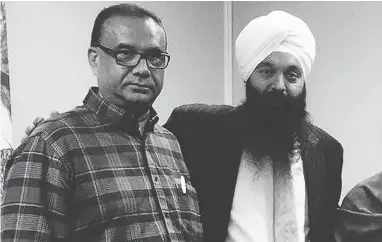  ?? HANDOUT / FACEBOOK ?? Jaspal Atwal, who has a criminal conviction for attempting to kill an Indian cabinet minister, with MP Randeep Sarai. Sarai has insisted it was his decision alone to invite Atwal to be on Canada’s guest list at a dinner in India.