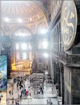  ?? — Photos by James McLeod/The Telegram ?? (Above) The Hagia Sophia is absolutely spectacula­r. For a thousand years, it was the largest cathedral in the world. When the Ottomans invaded in 1453, they put up a minaret and converted it into a mosque. (Left) The Milion stone is a fragment of a...