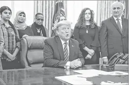  ?? AP/PTI ?? President Donald Trump speaks during an event on prayer in public schools, in the Oval Office of the White House, Thursday, in Washington.