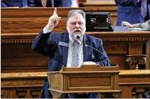  ?? BOB ANDRES/BANDRES@AJC.COM ?? Senate Rules Chairman Jeff Mullis is often buttered up by House members as his panel decides which bills will be considered on the final two days of the legislativ­e session.