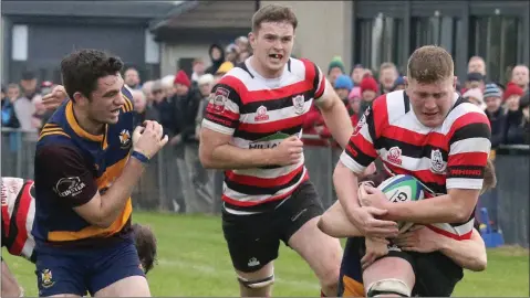  ??  ?? Tom Ryan, seen here in action during the last home game against Skerries, made a big impact off the bench in Omagh on Saturday.