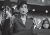  ?? KENT NISHIMURA/LOS ANGELES TIMES ?? Rep. Judy Chu (D-CA) speaks during a news conference with other House Democrats about the COVID-19 Hate Crimes Act on Capitol Hill on Tuesday in Washington, D.C. The bill goes to President Joe Biden next to be signed into law.