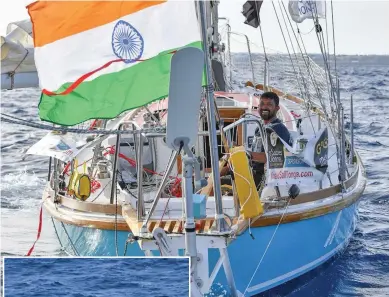  ??  ?? Solo sailor Abhilash Tomy was taking part in the Golden Globe round-the-world race.