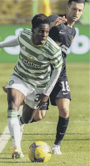  ??  ?? 0 Clockwise from main, Ryan Christie roars with delight after putting Celtic 2-1 in front; Callum Mcgregor blasts home the equaliser with a long-range effort; Jeremie Frimpong skips past Jason Holt of Livingston; Albian Ajeti stretches the hosts’ lead at the start of the second half. Inset left, Julien Serrano scored the visitors’ second goal.