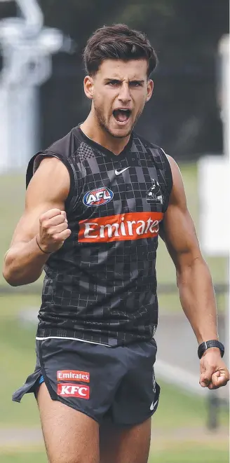  ?? Picture: Michael Klein ?? Nick Daicos at Collingwoo­d training at Olympic Park on Monday.