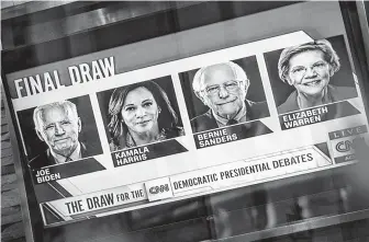  ?? Jeenah Moon / New York Times ?? The presidenti­al campaign reality show added a new twist, a game show episode, when CNN gave an hour of prime time to a special called “The Draw” to divide candidates into two debate groups.