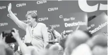  ??  ?? German chancellor Angela Merkel at the rally in Bavaria