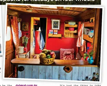  ??  ?? Creative living: The converted horsebox Juniper and (right) its rustic interior. Above, Dembell’s £1.3 million luxury motorhome