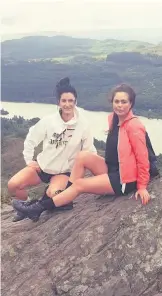  ??  ?? Well prepared Emma, pictured with friend Necole, has climbed Ben A’an and Conic and Tinto hills ahead of her Ben Nevis challenge