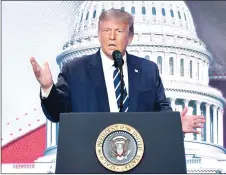  ?? — AFP photo ?? Trump delivers remarks at the 2020 Council for National Policy Meeting at the Ritz Carlton in Pentagon City in Arlington, Virginia.