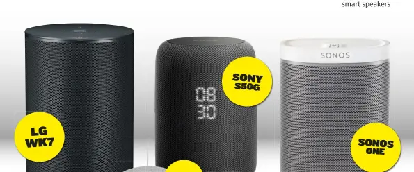  ??  ?? SONY S50G Sonos One $299 SONOS ONE Currently compatible with Alexa in Australia, with Google compatibil­ity on a promise, the One gains from its obvious Sonos platform links and the same enjoyable if limited sound delivered from its Play:1 roots.