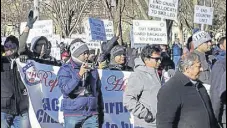  ?? PTI ?? Highlyskil­led Indian workers hold a rally to end the percountry limit on legal permanent residency near the White House.