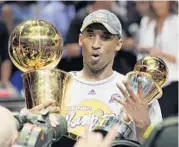  ?? /DAVID J. PHILLIP/ASSOCIATED PRESS ?? Former Lakers great Kobe Bryant won his fourth NBA title in 2009 when his team beat the Orlando Magic in five games. Bryant was among five people reportedly killed in a helicopter crash Sunday morning in Calabasas, Calif.