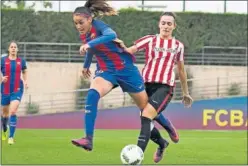  ??  ?? OLGA GARCÍA. La delantera del Barça jugó bien ante el Athletic.