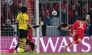  ??  ?? Robert Lewandowsk­i scores for Bayern against his former club earlier this season. Photograph: Boris Streubel/Getty Images