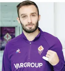  ?? SESTINI ?? Il capitano viola con ancora i segni del recente infortunio sul volto