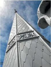  ?? JOHN BISSET/STUFF ?? A considerab­le amount of repair work and improvemen­ts have been carried out on the spire of the St George Coptic Church in Timaru.