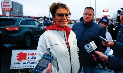  ?? ?? Sarah Palin in Anchorage, Alaska, on 8 November 2022. Photograph: Kerry Tasker/Reuters