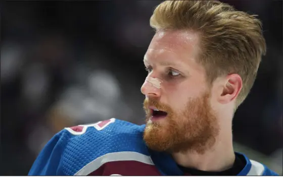  ?? RJ SANGOSTI — THE DENVER POST ?? The Avalanche’s Gabriel Landeskog has yet to suit up in a game this season, but he returned to the team last week and is back in Denver.