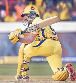  ??  ?? Chennai Super Kings’ Ambati Rayudu in action in Hyderabad on Sunday