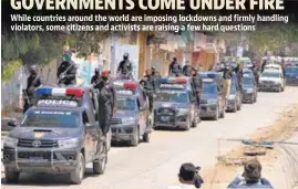  ?? AP ?? Police cars patrol during a lockdown in Hyderabad, Pakistan on Thursday.