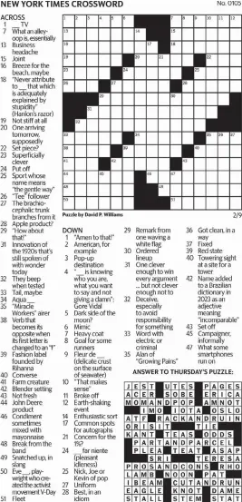  ?? ?? PUZZLES - THE NEW YORK TIMES CROSSWORD