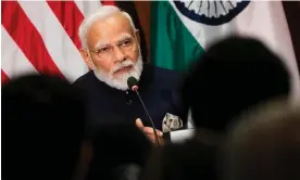  ?? Photograph: Will Oliver/EPA ?? India’s prime minister, Narendra Modi, speaks in Alexandria, Virginia, on Wednesday. He has stated that ‘Indianness’ is the only caste in India.