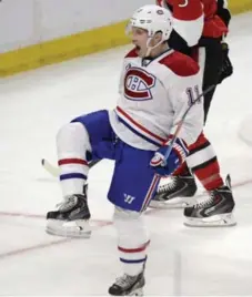  ?? ADRIAN WYLD/THE CANADIAN PRESS ?? Canadiens’ Brendan Gallagher celebrates his game-winning goal Sunday.