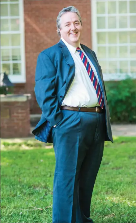  ?? WILLIAM HARVEY/THREE RIVERS EDITION ?? Lyon College President Joseph King stands on the campus in Batesville. The college has tremendous potential for enrollment growth, fundraisin­g and programmat­ic enhancemen­ts, King said.