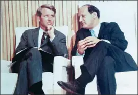  ?? Photograph from the Mankiewicz Family ?? ROBERT F. KENNEDY, left, with Frank Mankiewicz in the San Fernando Valley on June 3, 1968, three days before RFK’s death in Los Angeles.