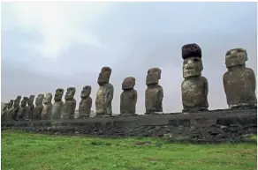  ?? — AFP ?? Deified ancestors: ‘Moai’ – stone statues of the Rapa Nui people and a main tourist attraction – on the Ahu Tongariki site on Easter Island.