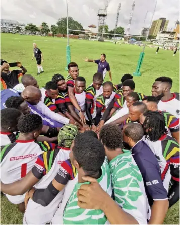  ??  ?? The Nigerian team featuring in the maiden Middle East Africa (MEA) Rugby League Championsh­ip, which will end today at the Cricket Oval of the Tafawa Balewa Square, Lagos