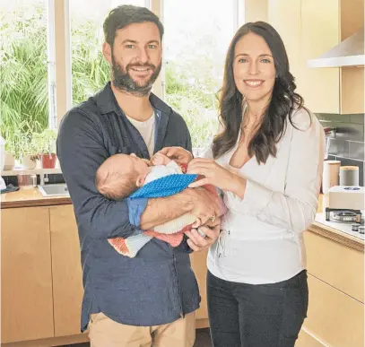  ?? Photo / Supplied ?? Prime Minister Jacinda Ardern, with partner Clarke Gayford, says confrontin­g business confidence will be a priority as she returns to work after the birth of her baby Neve.