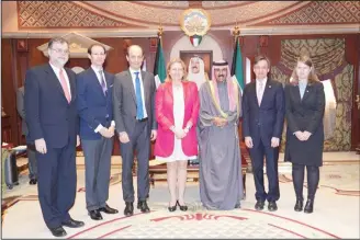  ??  ?? HH the Crown Prince receiving the Austrian Foreign Minister Karin Kneissl and her accompanyi­ng delegation.