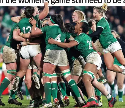  ?? ?? Late heroics: Enya Breen celebrates with her team-mates after securing the win over Scotland