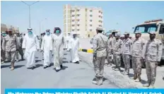  ??  ?? His Highness the Prime Minister Sheikh Sabah Al-Khaled Al-Hamad Al-Sabah and other officials tour the defense ministry’s quarantine building in Julaia.