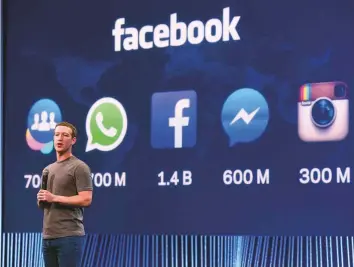  ?? Bloomberg ?? ■ Mark Zuckerberg, Facebook CEO, at a developer conference. Facebook’s recent below-par results reflected on other tech stocks such as Twitter, Amazon, Netflix and Google.