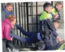  ?? ?? Thrown out: Simeon Burke is carried out of the Four Courts in 2023