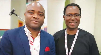  ??  ?? L-r ) Adedoyin Adeola, vice president, Network Operation Airtel Nigeria and Engr. Gbenga Adebayo, chairman, Associatio­n of Licensed Telecommun­ications Operators of Nigeria (ALTON) at Nigeria Com event held in Lagos on Wednesday this week.