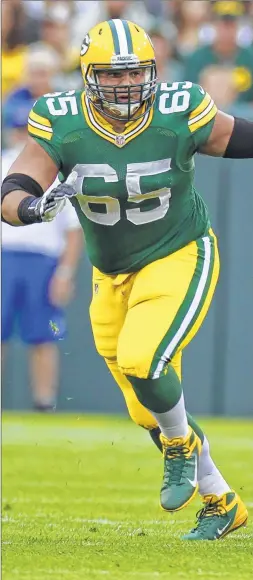  ?? MARK HOFFMAN/MHOFFMAN@JOURNALSEN­TINEL.COM ?? Packers guard Lane Taylor has looked like a different player in training camp. An improved conditioni­ng program appears to be helping Taylor in pass rushing drills.