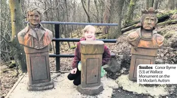  ??  ?? Smiles Conor Byrne (S3) at Wallace Monument on the St Modan’s Autism Provision group trip