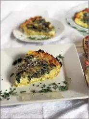  ?? PHOTO COURTESY OF JUDY MATUSKY ?? This mushroom and spinach quiche features a spaghetti squash crust.