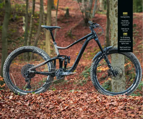  ?? ?? HIGHS Good geometry – Predictabl­e, easy-to-set-up suspension – Solid spec for the cash LOWS Fox 36 damping adjustment won’t necessaril­y work for lighter riders
– Might benefit from mixed wheel sizes