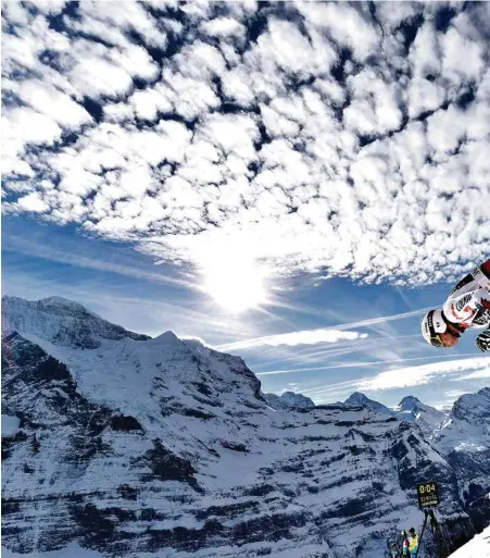  ?? (ALAIN GROSCLAUDE/AGENCE ZOOM/GETTY IMAGES) ?? Johan Clarey lors d’un entraîneme­nt à Wengen le 19 janvier 2016.