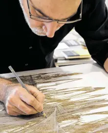  ?? Tom Dubrock ?? Díaz finishes his intricate laser-cut works by hand.