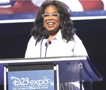  ?? — WP-Bloomberg Bloomberg photo by Patrick T. Fallon ?? Oprah Winfrey, chief executive officer of Oprah Winfrey Network, speaks during the Disney Legends Awards at the D23 Expo 2017 in Anaheim, California.